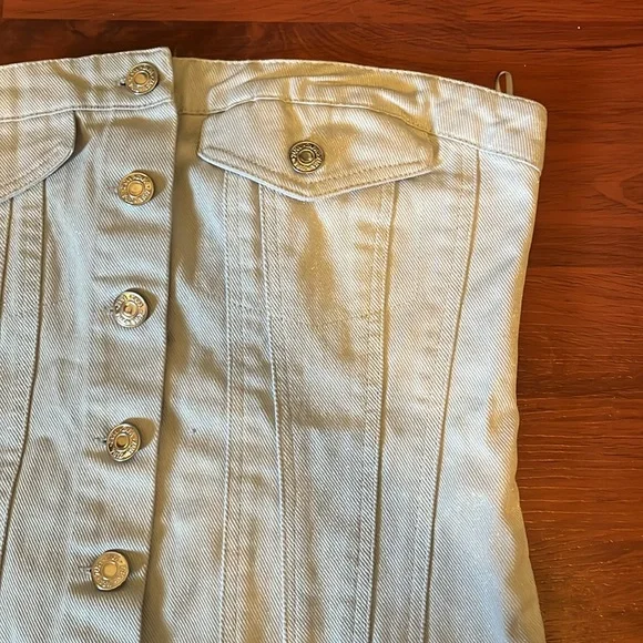 Zara denim cropped shiny top - Picture 6 of 8